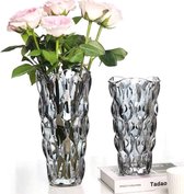 DhickenedGlass bloemenvaas, met prachtige luxe handblown stijl, decoratief voor bloemstukken, bruiloften, woondecoratie of kantoor (rookgrijs)