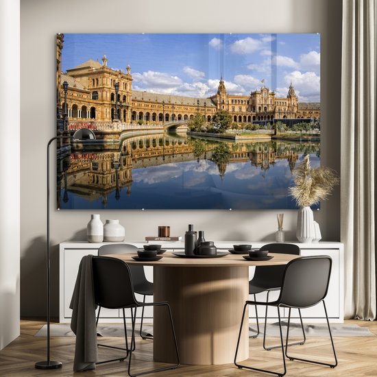 Vue de face du magnifique Palais Royal de Séville Plexiglas 180x120 cm - Tirage photo sur Glas (décoration murale en plexiglas) XXL / Groot format!