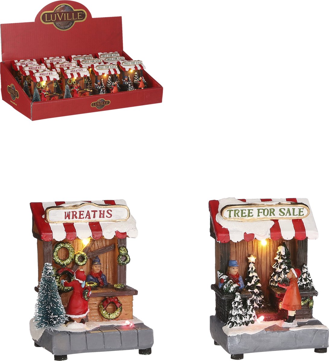 Luville Collectables Wreath and tree shop 2 assorted BO display - l8xw7xh11cm