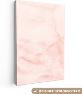 Canvas schilderij 120x180 cm - Wanddecoratie Marmer - Roze - Lijn - Muurdecoratie woonkamer - Slaapkamer decoratie - Kamer accessoires - Schilderijen op canvas