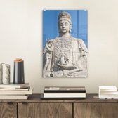 MuchoWow® Glasschilderij 20x30 cm - Schilderij glas - Guanyin Boeddha - Foto op acrylglas - Schilderijen