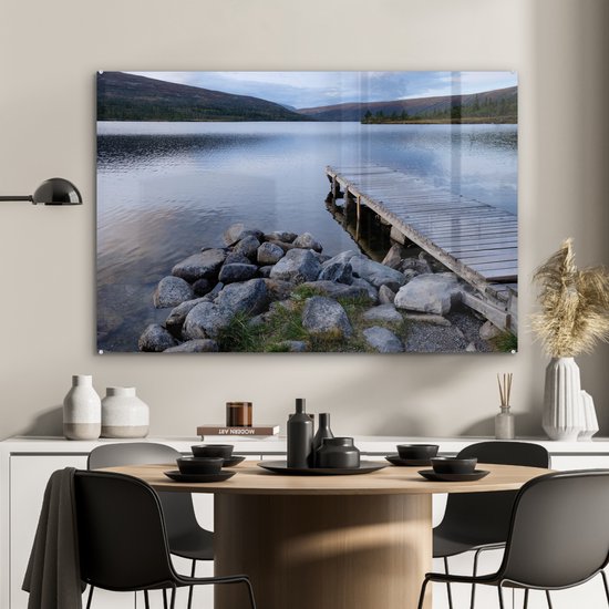 Peinture sur verre - Jetée scandinave dans un lac en Suède - 120x80 cm - Peintures sur Verre Peintures - Photo sur Glas