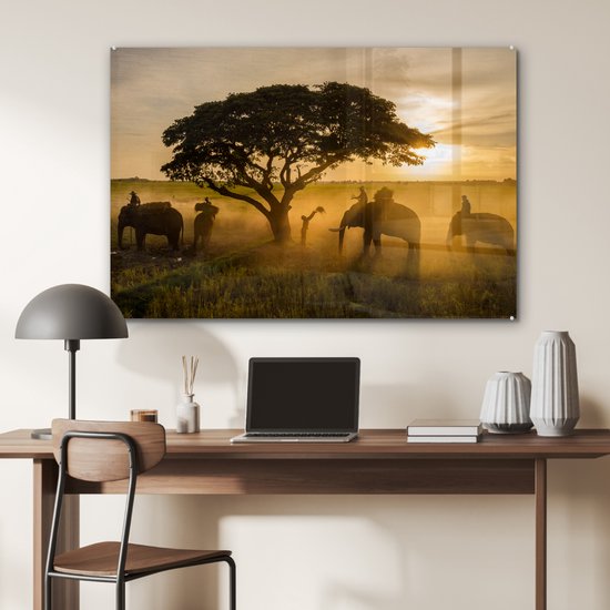 MuchoWow® Peinture sur verre 120x80 cm - Peinture sur verre acrylique - Changwat Surin, Thaïlande - Photo sur verre - Peintures