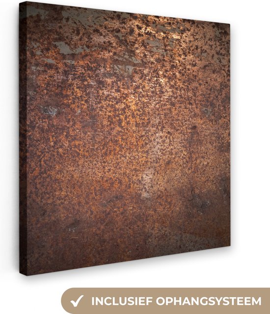 Canvas Schilderij Staal - Roest - Brons - Structuur - 50x50 cm - Wanddecoratie