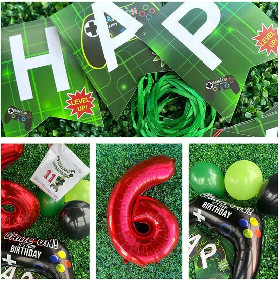 Video Game 11th Birthday Decorations for Boys - Happy Birthday Gaming Banner Cake Topper Game Controller Balloons for Video Game Theme Party