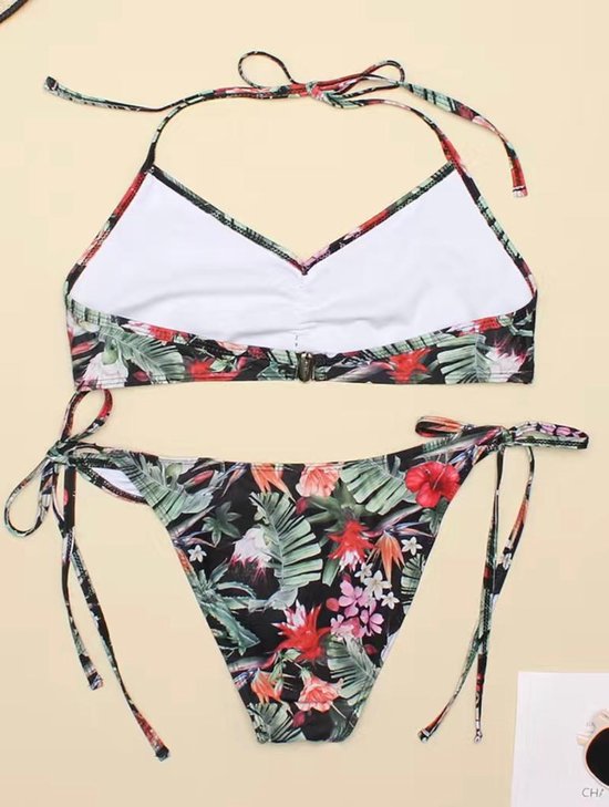 Set Bikini - Bikini 2 pièces avec cordon licou et côtés noués - Maillot de bain bikini femme - Multicolore - Taille L