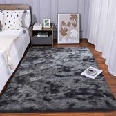 vloerkleden, pluizige tapijten voor in de slaapkamer, vloermatten, anti-slip woonkamertapijten, shaggy pluche tapijten voor de woonkamer, woondecoratie (80 * 120 cm, zwart grijs)