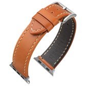Bracelet de montre en cuir de veau marron clair pour Apple Watch Series 1/2/3 en 42 mm & Series 4/5/6/SE en 44 mm & Series 7/8/9 en 45 mm