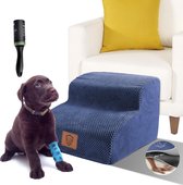 Huisdiertrap, 2-traps hondentrap, wasbaar, kattentrap voor sofa, bed, afneembaar, draagbare huisdierladder voor kleine honden en katten, blauw