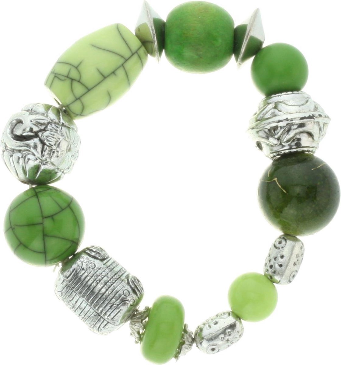 Behave - Armband - Groene Elastische Kralenarmband
