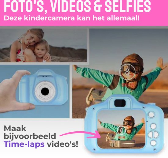 Digitale Camera voor Kinderen - Kleur: blauw - Kindercamera - Fotocamera voor Meisjes & Jongens - Fototoestel voor Kids - Vloggen - Speelgoedcamera - Hoge Kwaliteit - Kindercamera met Veel Mogelijkheden & Opties - Merkloos