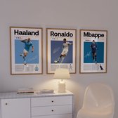 Set affiche Voetbal - 3 pièces - 50x70 cm - Haaland - Mbappe - Ronaldo - Chambre ado - Décoration murale - Décoration murale