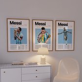 Messi Poster Set - 3 stuks - 50x70 cm - Voetbal - Tienerkamer - Wanddecoratie - Muurdecoratie