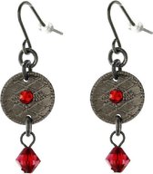 Boucles d'oreilles Behave Vintage couleur argent vieilli avec perle rouge