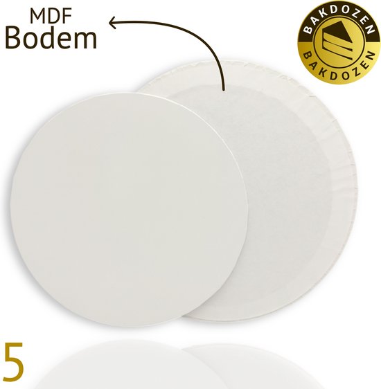 Bakdozen.nl Taartonderlegger - Taartonderzetter - Cake Board - Wit - Rond - 5 stuks - 10 inch - 25 cm - MDF - Cakeboard