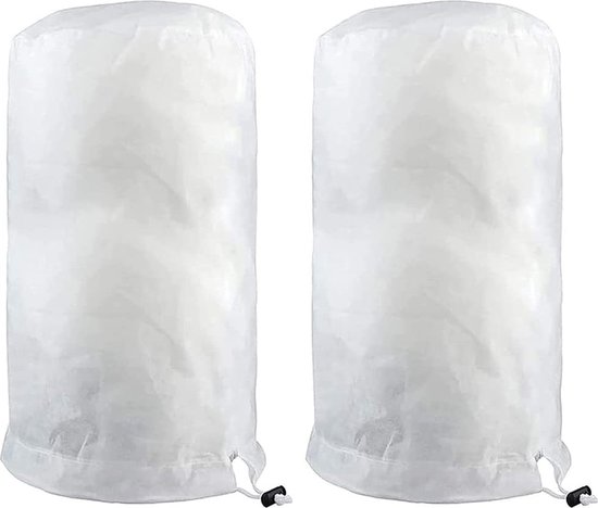 2 Stuks Winter Plant Frost Protection Cover,3D Ronde Tuin Plant Antivries Warming Bag Fleece Jacket met koord, Non Woven Plant Frost Covers voor bloemen struiken bomen (140X200cm)-Wit - Gotrays