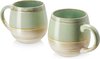 2 x 620 ml - koffiekopjesset / beker - moderne keramische mok - grote koffiemok - Kiln Glaze groen