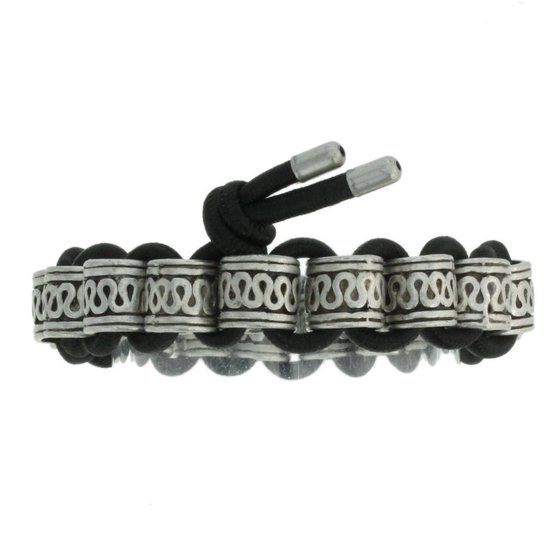 Behave - Stoere Vintage Mat Zilverkleurige Elastische Ibiza Armband