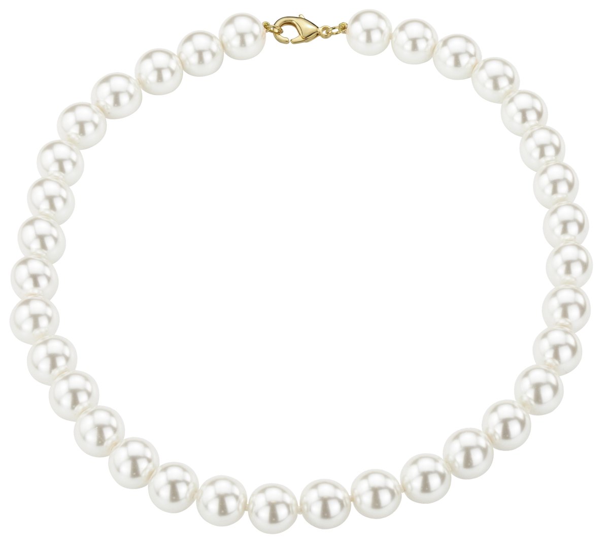 Traveller Parelcollier - Parelketting dames - Wit - 12 mm - 45 cm - Goudkleurig - 741245