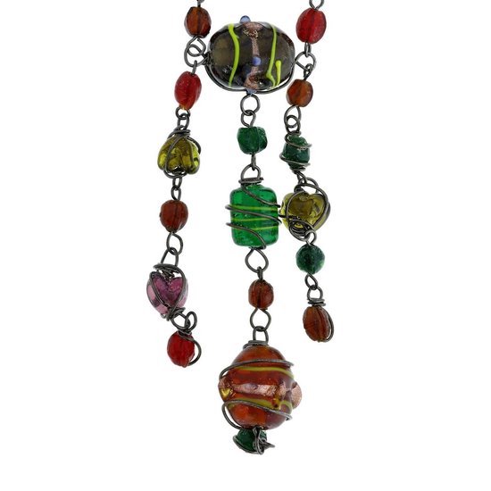 Collier Behave Collier pendentif et perles de verre colorées