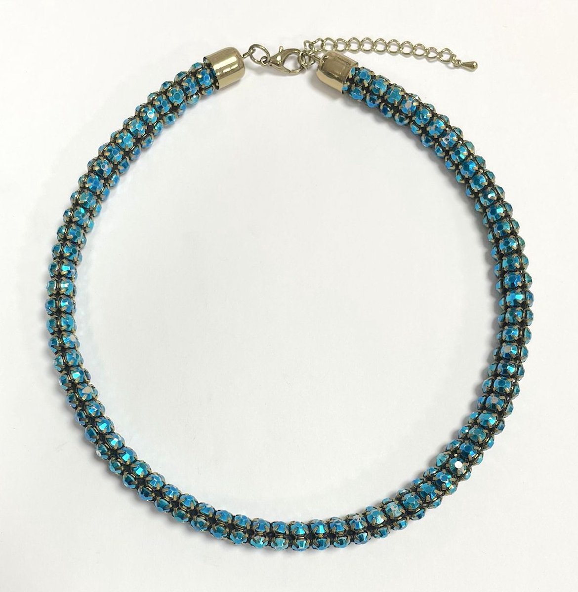 Statement ketting - Blauw, goudkleurig - 43 tot 48 Centimeter, verstelbaar - Damesdingetjes