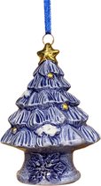 Pendentif sapin de Noël en Delft bleu sapin de Noël avec boules dorées