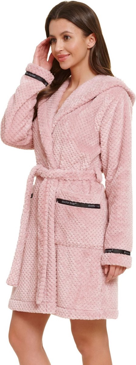 Doctor Nap Badjas Fleece Dames | Blush Rose SWW.5208 Roze