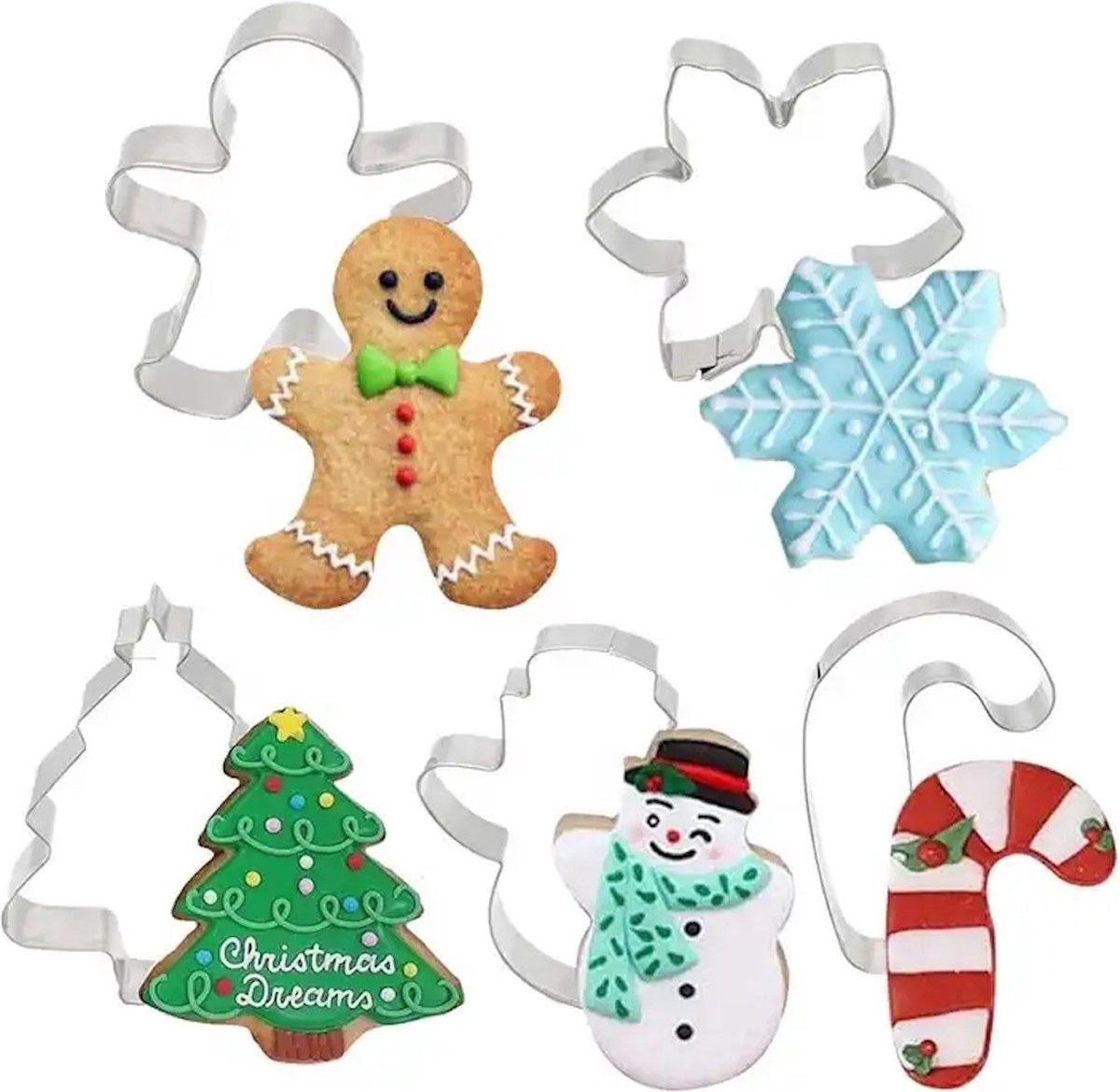 Without Lemon - Set van 5 - Kerst Cookies Cutter - Koekjes bakken - Kerst Decoratie - Bakgerei - Uitsteekvorm - RVS