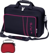Livano Bag Convient pour PS5 - Étui - Convient pour Playstation 5 - Valise - Étui de transport - Sac - Sac de rangement - Sac de voyage - Zwart & Rose