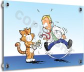 Dierenarts Cartoon op plexiglas - Arm visje - Unieke cartoon - Roland Hols - Luxe uitstraling - 60 x 80 cm - 5 mm dik - inclusief 4 afstandhouders chroom (zilverkleurig)