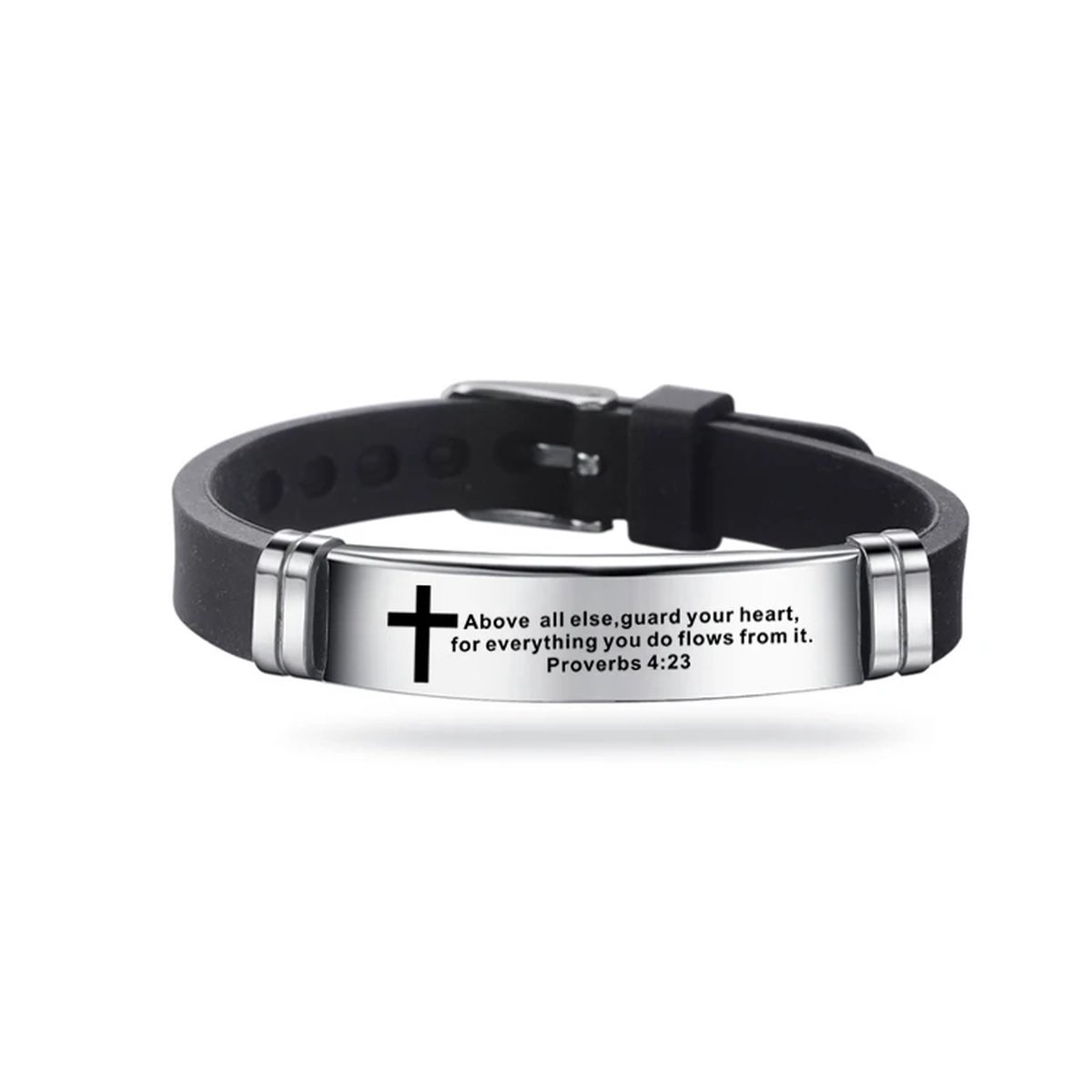Christuals - Christelijke armband - Unisex - Zilver- Above all else guard your heart - Spreuken 4 : 23