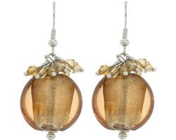 Behave - Ronde oorhangers met beige kraaltjes - Casual zomermode