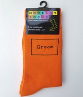Oranje sokken met de tekst Groom - trouwen - huwelijk - bruidegom - kerst - sinterklaas - cadeau - kado