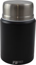 Zwarte Thermos Voedselcontainer met Lepel - Thermoskan - Voedsel container voor noodles, soep, havermout, ijs, babyvoeding en meer! - Yoghurt beker to go - Thermosbeker voor het meenemen van eten - Zwart - 450ml