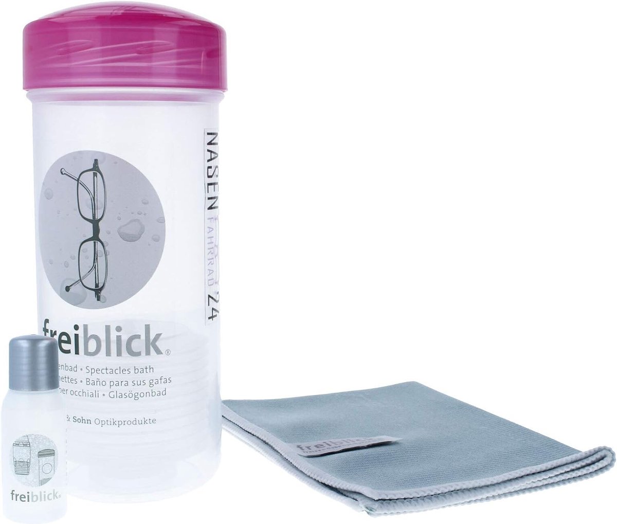 Brillenbad Schudbad Luxe Set – Met Reiniger 50 ml en Microvezeldoek - Cadeau - Roze