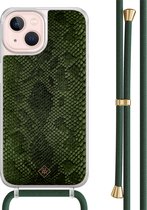 Casimoda® hoesje met groen koord - Geschikt voor iPhone 13 - Snake Mix - Afneembaar koord - TPU/acryl - Groen
