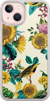 Casimoda® hoesje - Geschikt voor iPhone 13 - Zonnebloemen / Bloemen - 2-in-1 case - Schokbestendig - Bloemen - Verhoogde randen - Geel, Transparant