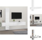 vidaXL TV-Meubelset - Hoogglans wit - 2x 80x30x30 cm - 2x 30.5x30x90 cm - 1x 30.5x30x30 cm - Kast