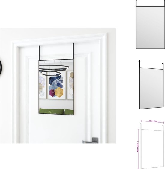 vidaXL Deurspiegel - Zwarte Aluminium Frame - 40 x 60 cm - Verstelbaar - Spiegel