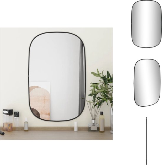 vidaXL Wandspiegel Zwart - 70 x 45 cm - PVC frame - Duidelijke weerspiegeling - Spiegel