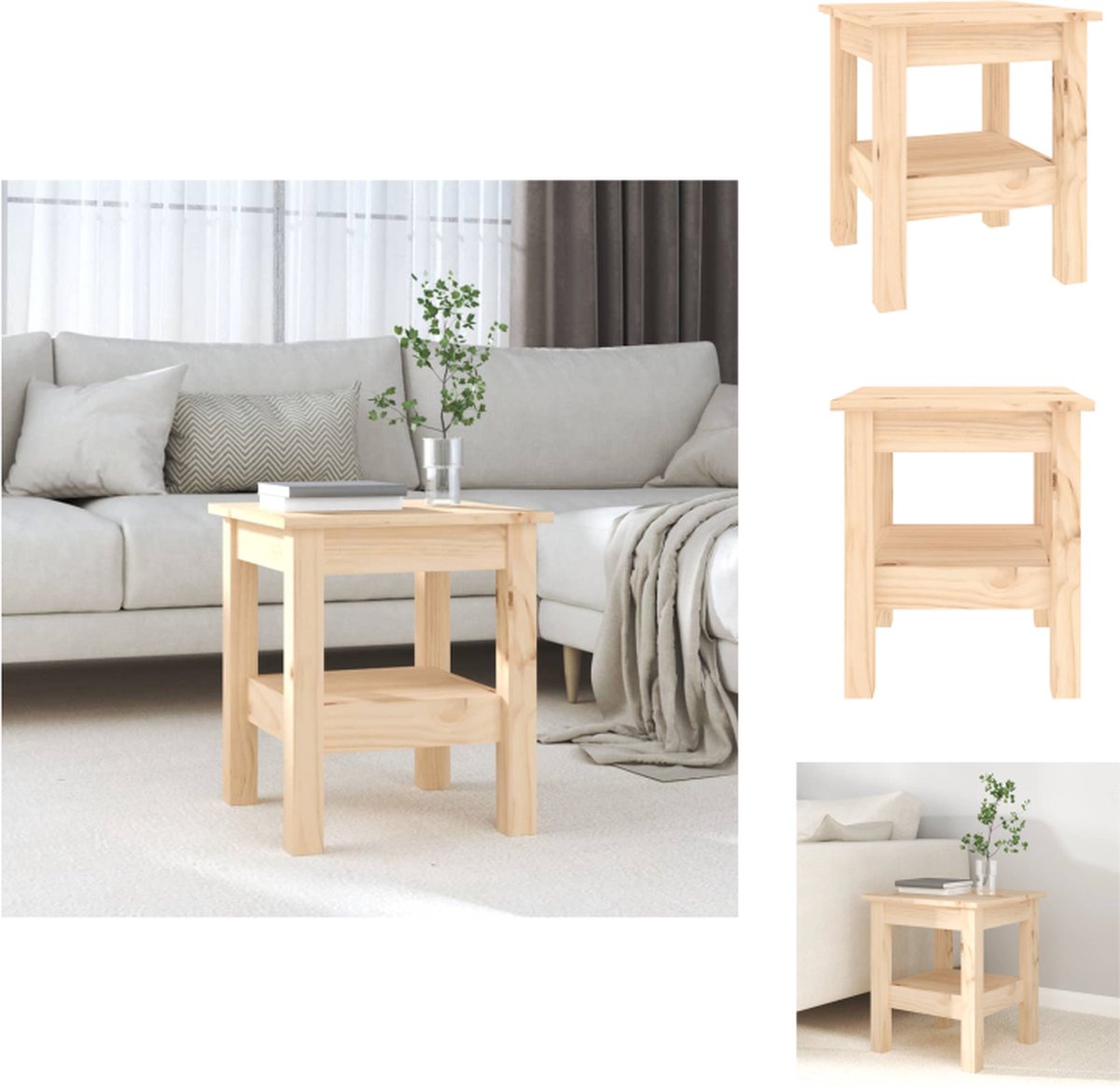 VidaXL Salontafel Grenenhout 35x35x40cm Met schap Tafel