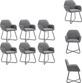 vidaXL Eetstoelen Set Donkergrijs - 6 Stuks - 61x61x84 cm - Stof - Gepoedercoat Staal - Eetkamerstoel