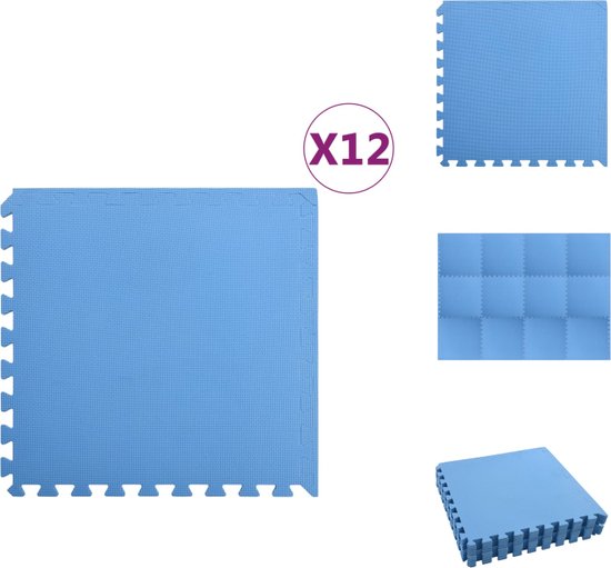 vidaXL Puzzelsportmat - Blauw - 60 x 60 x 1 cm - Anti-slip EVA-schuim - Vloerkleed