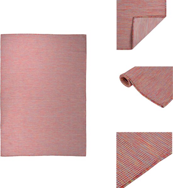 vidaXL Tuinkleed - Platgeweven - Polypropyleen - 160 x 230 cm - Rood - 100% PP - Vloerkleed