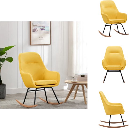 vidaXL Chaise à bascule Bois de hêtre - Jaune moutarde - 61x80,5x89 cm (LxPxH) - Chaise à bascule