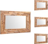 vidaXL teakhouten spiegel Rustieke stijl - 90 x 60 cm - Handgemaakt - Spiegel