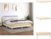 vidaXL Boxspring Bed - Crème - 203 x 180 x 78/88 cm - Verstelbaar hoofdbord - Kleurrijke LED-verlichting - Pocketvering matras - Huidvriendelijk topmatras - Inclusief montagehandleiding - Bed