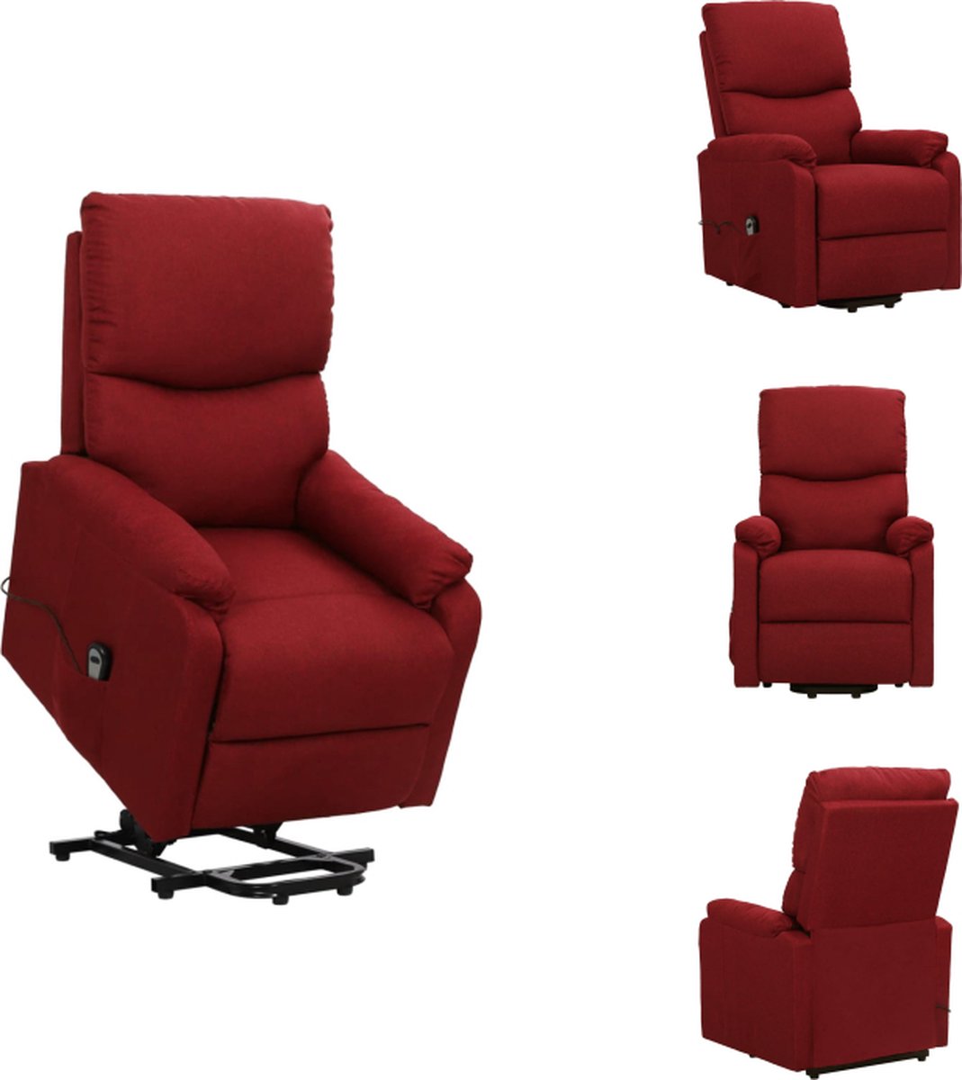 VidaXL Sta-op-stoel Relaxfauteuil Elektronisch Verstelbaar Duurzaam en Stabiel Geschikt voor Ouderen en mensen met Rugklachten Wijnrood Afmetingen 67 x 88.5 x 106.5 cm (B x D x H) Fauteuil