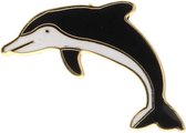 Behave Pin kledingpin sierpin dolfijn zwart wit emaille 2,7 cm
