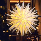 Étoile en papier - à suspendre, étoile de Noël éclairée, fenêtre étoile lumineuse 3D, étoiles en papier décoration de fenêtre de Noël, blanc Ø 45 cm
